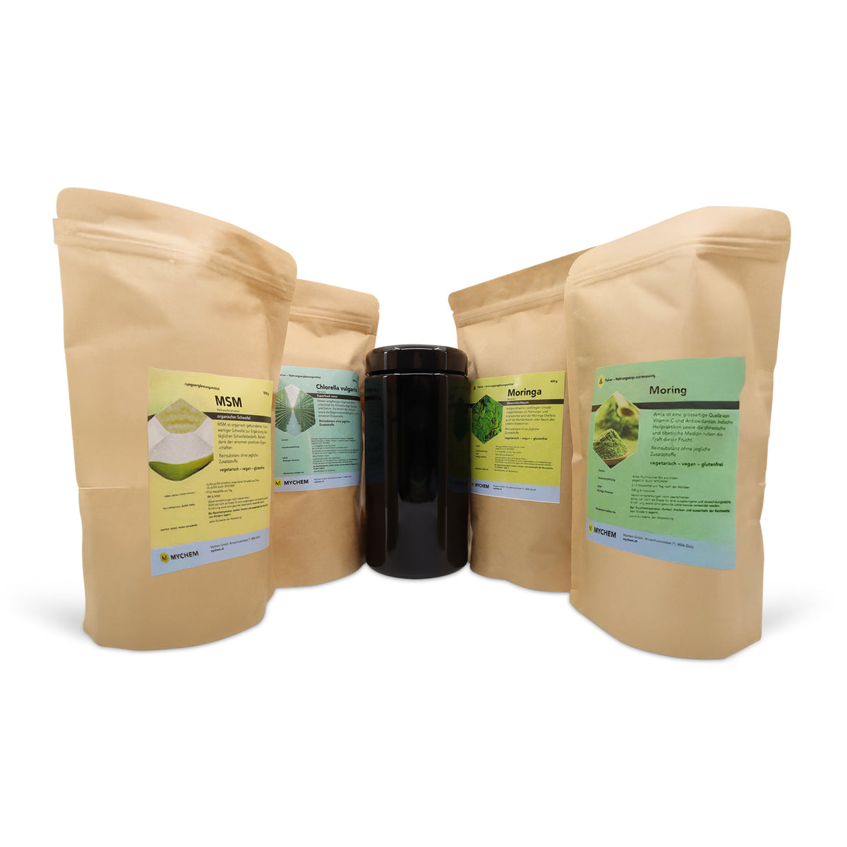 Nahrungsergänzungen mit Violett Glas