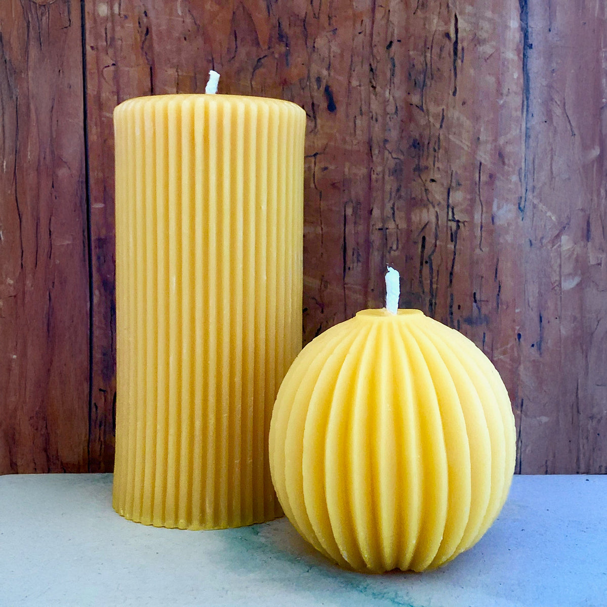 Kerze Rillen, Bienenwachs
